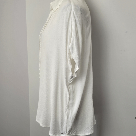 O'Neill White Short Sleeve Boxy V-neck Lightweight Blouse, Sz L (Ptp 26") - Picture 5 of 8